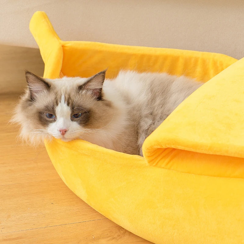 Lustiges Bananen Katzenbett - Gemütlicher Schlafplatz für deinen pelzigen Freund